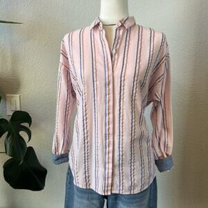 J. JILL blush pink metallic striped shirt